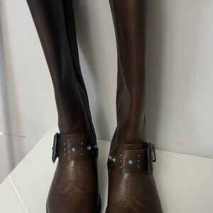 Torrid Brown Heeled Boots with Buckle Detail